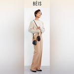 BEIS  Black Travel Drink Faux Fur Koozie Sling‎ Bag Wallet Strap Accessory NWT Photo 15