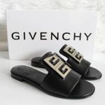 Givenchy New  4G Black Leather Silver Logo Slides Photo 3