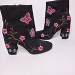 Nanette Lepore  Black Suede Embroidered Lilly Ankle Photo 5
