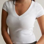 PacSun  white v neck short sleeve top size small Photo 0