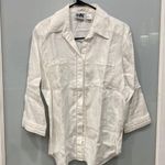 Edward Women's 100% Linen White Dress Shirt Button Down Blouse Sz M Size M Photo 0