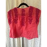 Free People Embroidered Quills 100% Cotton Sheer Boxy Cut Bohemian Cropped Top M Photo 3