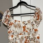 Chic Floral Midi Dress in Cream and Orange Size 1X Photo 5