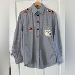 Vintage Fabrizio by Afiva Playing Cards Pinstriped Button Down Shirt Size S Gray Photo 1