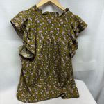 Entro Womens Green Floral Ruffle Sleeve Mock Neck Tunic Top Size L Photo 5