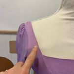 None Vintage Handmade 70s Purple Multi Tiered Pleated Sheer Sleeve Square Neck Dress Photo 2