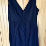 J CREW SHORT DRESS RAMONA COTTON TAFFETA V NECK SIZE 8 Petite NAVY BLUE Photo 0