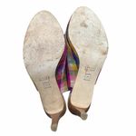 Stuart Weitzman  Peep Toe Slingback Heels with Metallic Plaid Pattern Photo 4