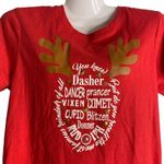 Holiday Reindeer Crewneck T Shirt M Red Knit Short Sleeve Rudolph Christmas NEW Size M Photo 1