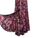 Cynthia Rowley  M Smocked Button Front Maxi Skirt Floral Front Slit Gypsy Peasant Photo 5
