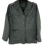 Bernardo Military Jacket Charcoal Gray Raw Edge Lined Aztec Ribbon Epaulettes by  Photo 0