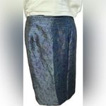 Travis Ayer Silk embroidered straight cut skirt Blue Size 12 Photo 4