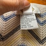 Talbots Women's Zig Zag Knit Top Short Sleeve Cream Blue Yellow M Photo 7