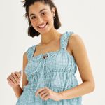 Rewind Blue and White Tank Top Blouse  Photo 0