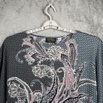 Bob Mackie  Wearable Art Kaftan Blouse Kimono Medium Pink Paisley Poncho Top Boho Photo 3