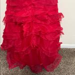 Theia red ruffle woman size 6 long formal dress silk body wedding prom dressy Photo 3