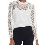 Koko + Mason Women's Long Sleeve Lace Top Large Chic Modern Whimsy Revival NEW White Photo 0