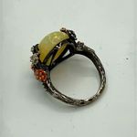 Source Unknown Signed 925 Sterling Cherry Blossom ring with simulated (faux) opal Photo 3