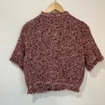 J.Crew Parisian Red Cropped Fringe Trim Lady Jacket Old Money Marled Yarn Sz M Photo 2