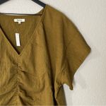 Madewell ‎ Tops Womens Knit Lightspun Ruched-Front Crop Spiced Olive Plus 4X NEW Photo 2