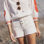 Madewell Denim Utility Shorts Tile White Patch Pockets High Waisted NWT Size 31 Photo 0