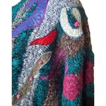 Jaclyn Smith Vtg 90s  Multi Color Wild Pattern Embellishrd Cardigan Sweater Sz M Photo 4