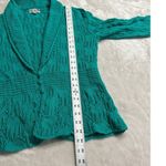 JM Collection  Crochet Jacket Women's Large Green Sweater Blazer Long Sleeves Photo 7
