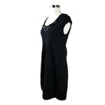 Vince  Bubble Black Dress Wool Beaded Round Neck Short Sleeves V-Back Small EUC Photo 7