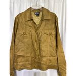 BEREK Womens Gold Linen Blend Studded Button Up Jacket Blazer Embellished Size L Photo 1