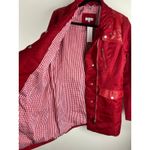 NWT Samantha Sipos Red Nylon Jacket Leather Trim Hooded Trench Coat Size S Photo 8