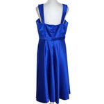 David's Bridal  Sleeveless Blue Satin Dress Size 12 Blue Wedding Guest Dress Photo 2