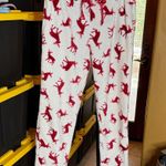 Dearfoams  Red and White Reindeer Fleece Pajama Pants Size Large Photo 0