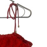 INDIKAH  Women's Size Large Red Lace Embroidered Tie Slv‎ Zip Back Tank Top Photo 2