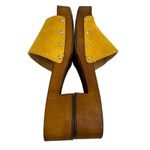 Seychelles  Marine Layer Suede Mustard Wood Sandals Slip Ons 6.5 New Photo 7