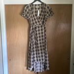 Urban Outfitters NWT carbon grid print ruffle hem wrap midi dress, size medium Photo 6