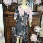 Roaman’s ROAMAN'S PINK & GRAY CHIFFON TOGA WRAP STYLE SHEATH DRESS NWT (34W) Photo 4