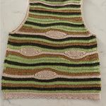 Rachel Zoe  Cropped Multicolor Metallic Striping Crocheted Knit Top Size L Photo 2