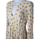 Free People Womens Cream Yellow Long Sleeve Floral Shift Tegan Mini Dress Size 0 Photo 4