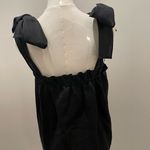 J.Crew  Linen Tie-Shoulder Tank – Black Bow Strap Top Size Medium Photo 4