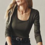 American Giant Ribbed Square Neck Long Sleeve Top Olive Green Size S Photo 0