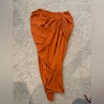 SheIn High-Slit Ruched Burnt Orange Y2k Boho Midi Skirt Photo 8
