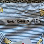 Women's Blue Striped Button Down Shirt with Yellow Accents Lemon Design Size XL Photo 3