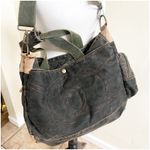 Bed Stu Canvas Multi Compartment Utility Bag Grunge Steampunk Y2K Green Black Photo 3