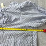 H&M  Linen Blend Stripe Midi Dress 2XL Blue White Puff Sleeve Tie Front Sundress Photo 7