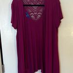 Apt. 9  Magenta Cardigan with Lace Accents Photo 0