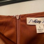 She & Sky Brown Faux Suede Wrap Gored Skirt With Side Tie Photo 5