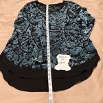 Simply Vera SzS blue velvet & sheer black burnout long sleeve flowy top EUC Photo 4