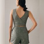 Avec Les Filles Anthropologie  Women’s Faux Leather Cross Back Wrap Romper Size S Photo 4