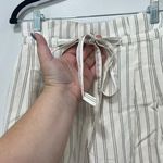 Club Monaco Club‎ Monaco Womens Pants 4 Linen Wide Leg Cream Stripe Paperbag Belt Gauzy Photo 2