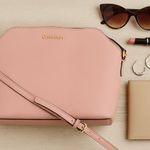 Calvin Klein Blush Pink Crossbody Geometric Pattern & Gold Hardware Photo 0